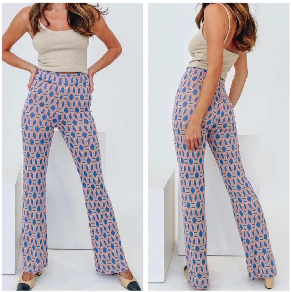 Zara Contrast Jacquard Knit Pants Blogger